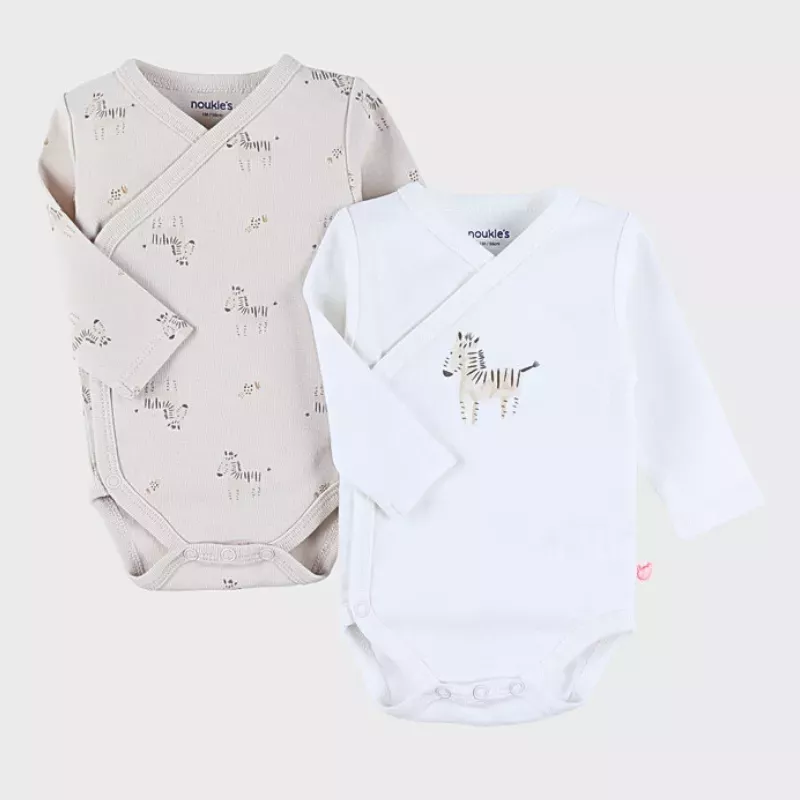 Lot de 2 bodies bébé manches longues jersey - zèbres - Noukie's