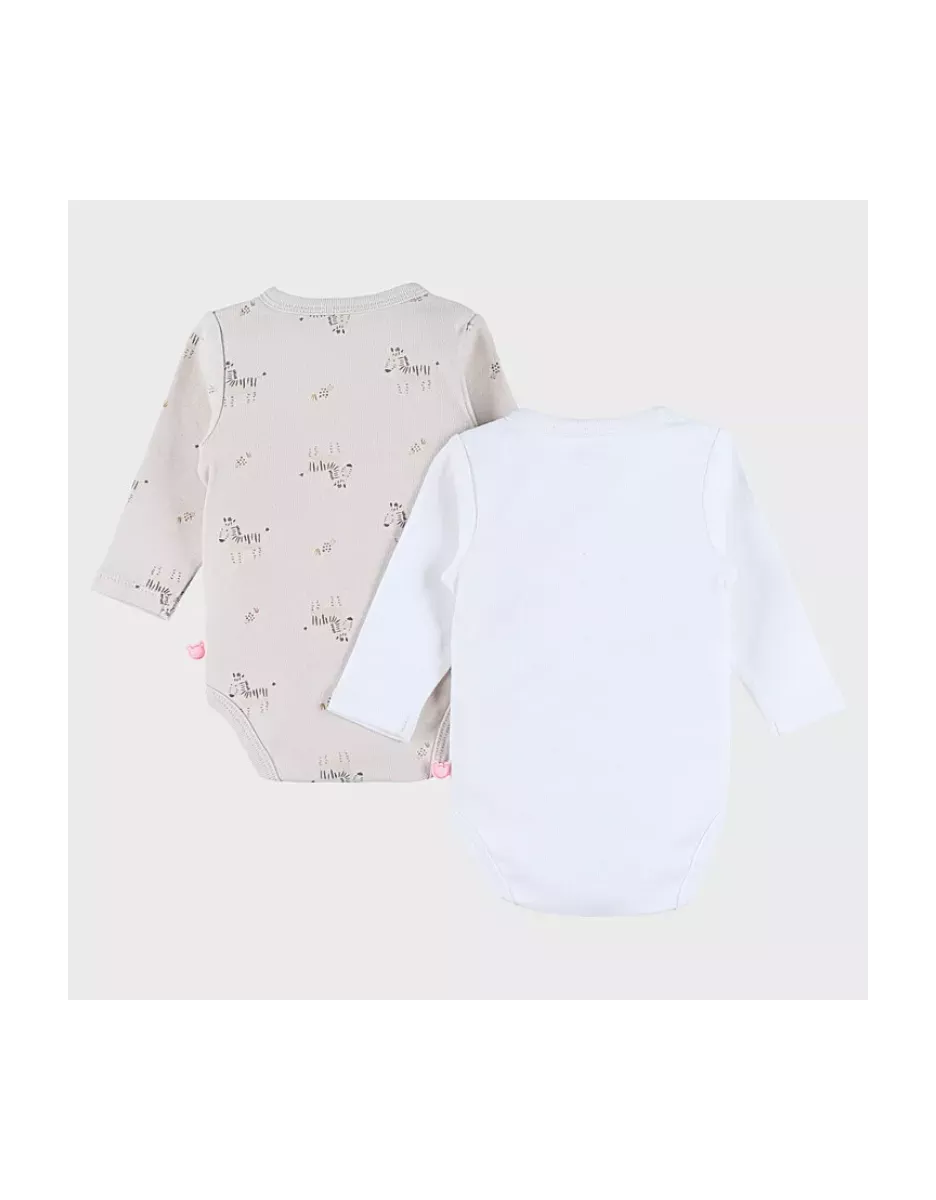 Lot de 2 bodies bébé manches longues jersey - zèbres - Noukie's
