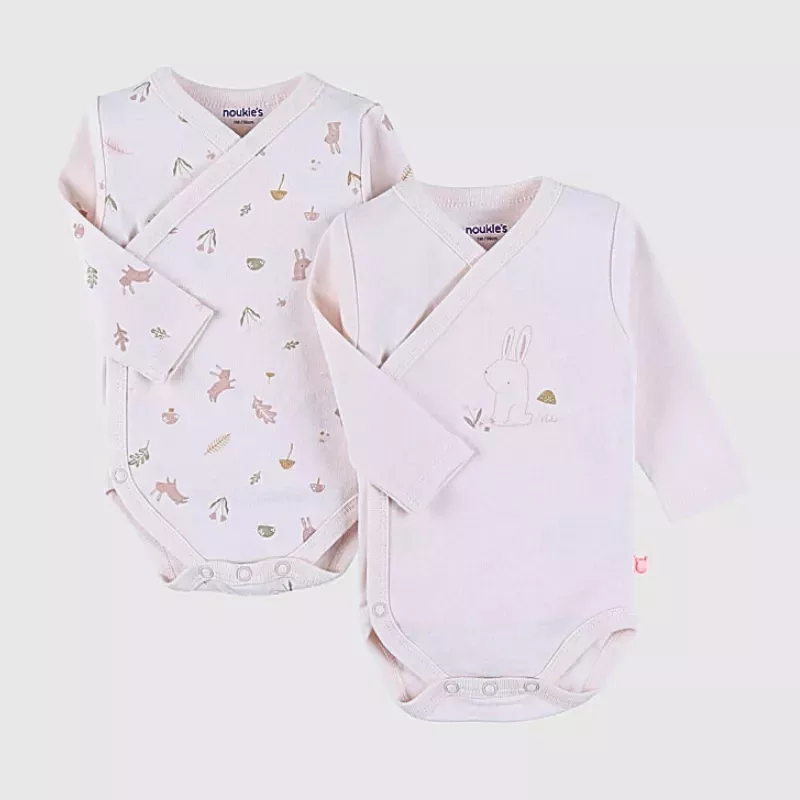 Lot de 2 bodies bébé manches longues jersey - lapin - Noukie's
