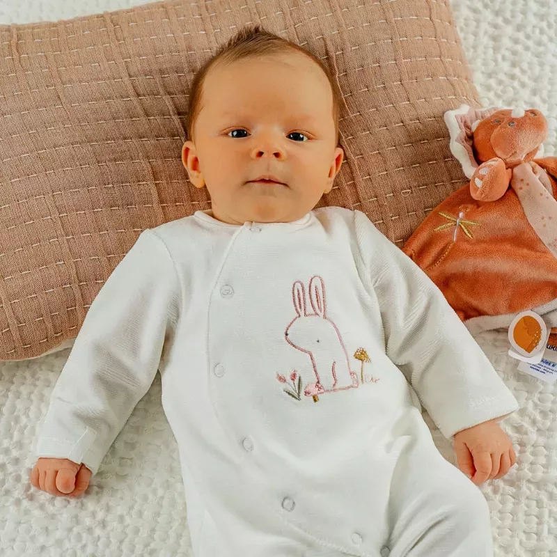 Pyjama bébé velours - lapin blanc - Noukie's