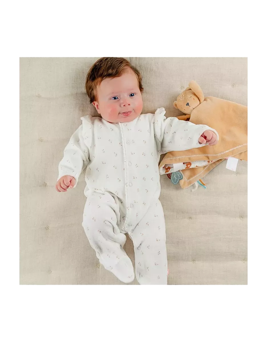 Pyjama bébé velours - volants petites fleurs - Noukie's