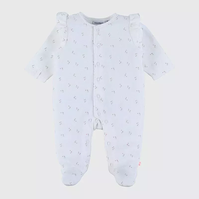 Pyjama bébé velours - volants petites fleurs - Noukie's
