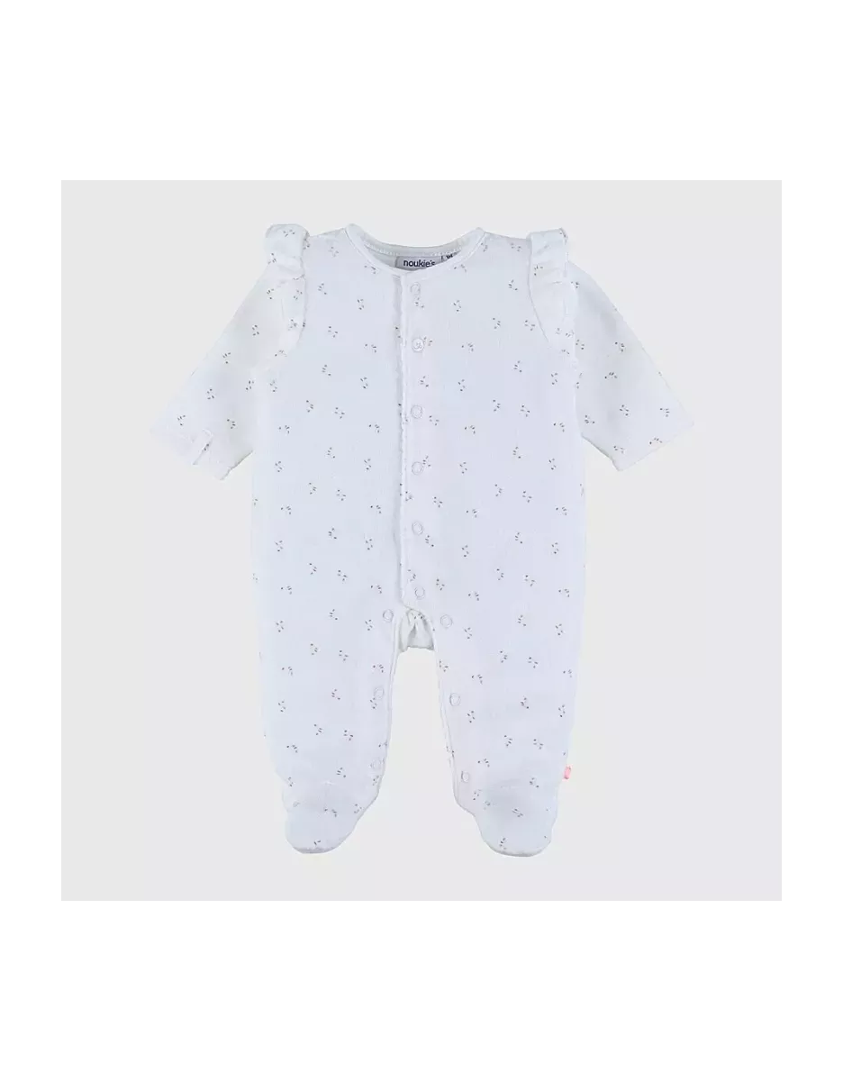 Pyjama bébé velours - volants petites fleurs - Noukie's