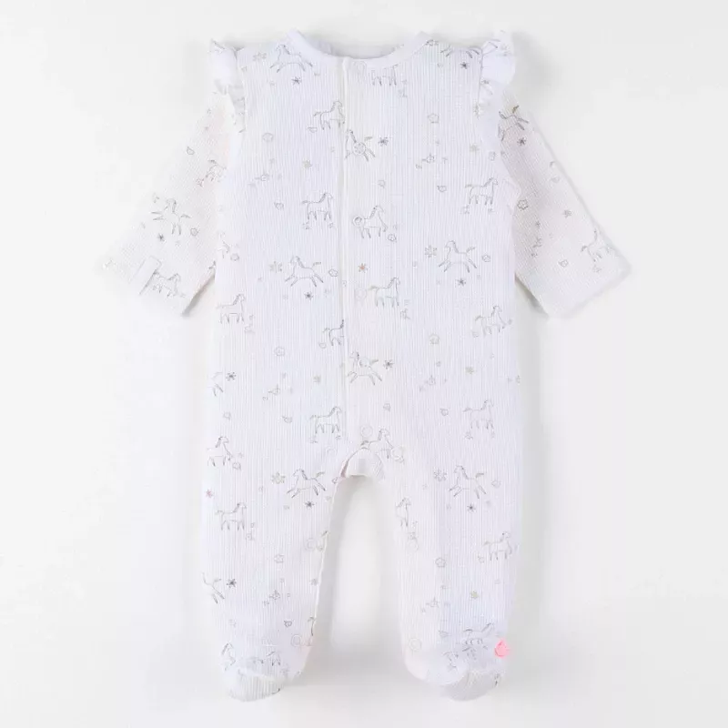 Pyjama bébé jersey gaufré - volants poneys - Noukie's