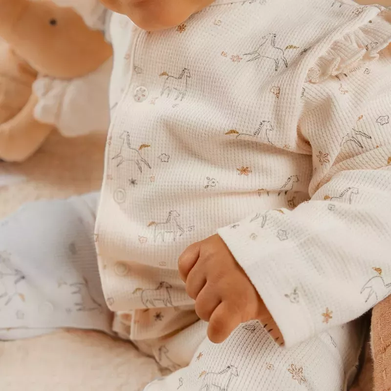 Pyjama bébé jersey gaufré - volants poneys - Noukie's