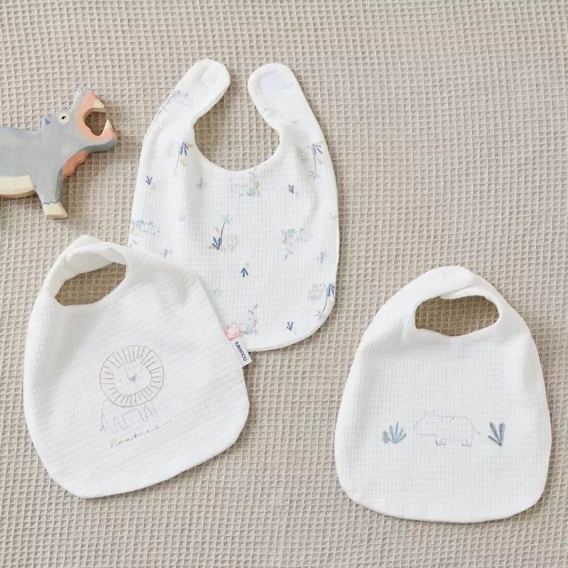 Lot de 3 bavoirs jersey gaufré savane - Noukie's