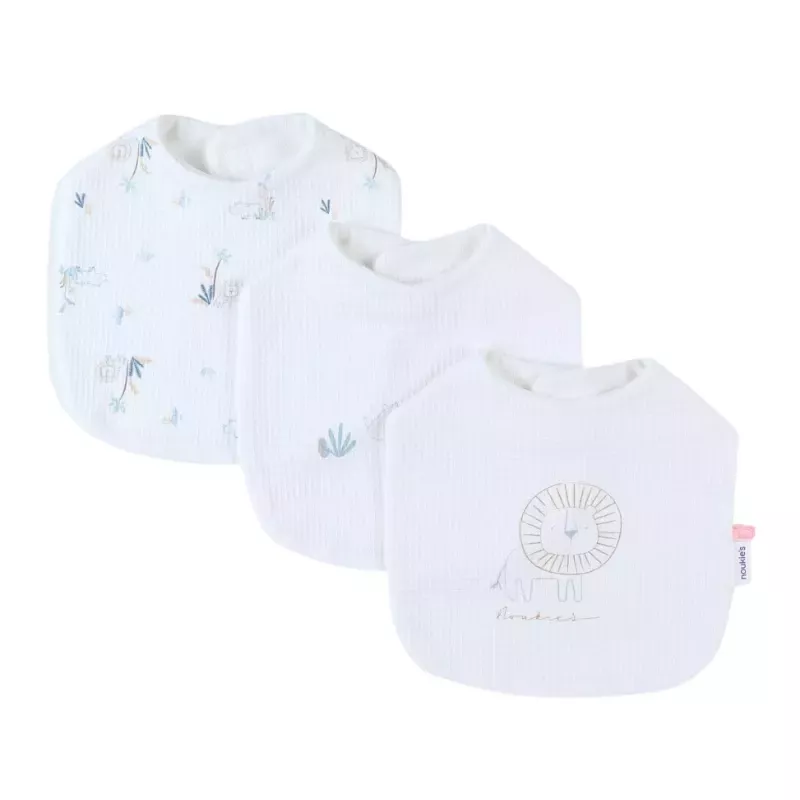 Lot de 3 bavoirs jersey gaufré savane - Noukie's