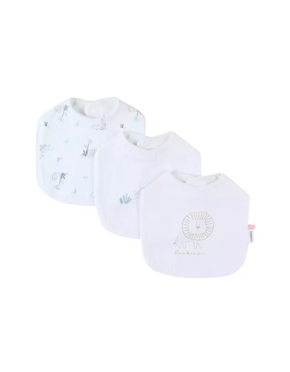 Lot de 3 bavoirs jersey gaufré savane - Noukie's