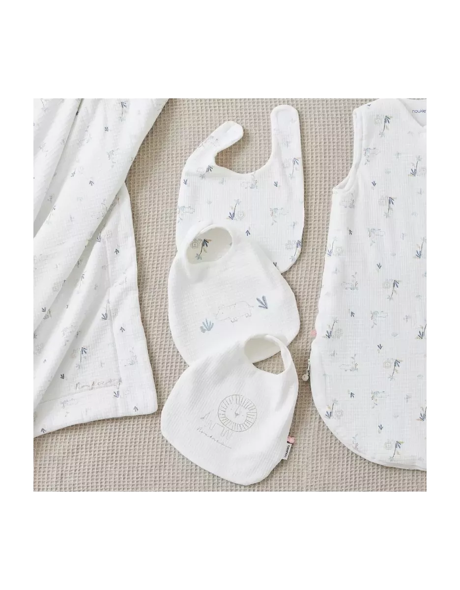 Lot de 3 bavoirs jersey gaufré savane - Noukie's