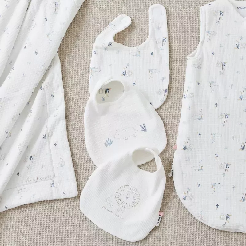 Lot de 3 bavoirs jersey gaufré savane - Noukie's