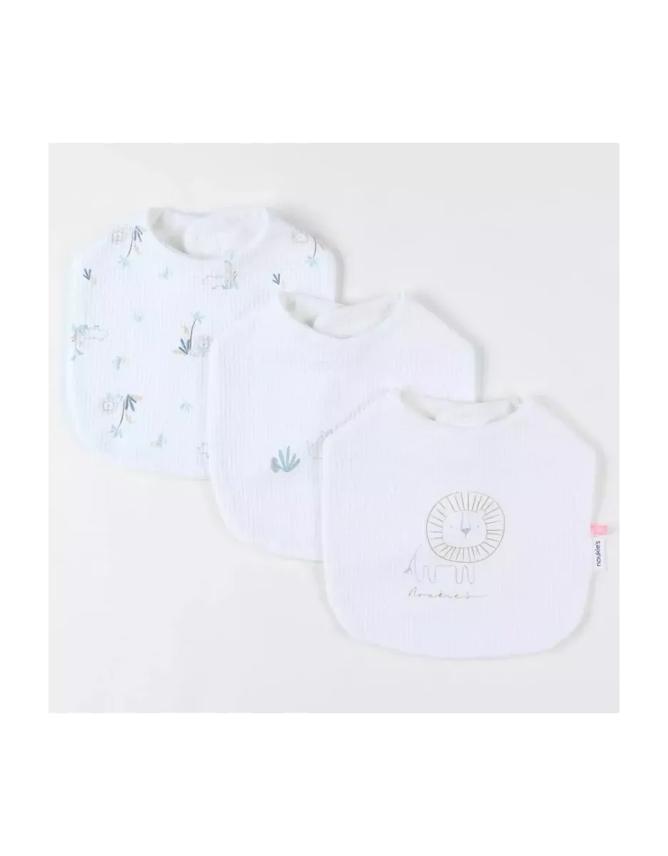 Lot de 3 bavoirs jersey gaufré savane - Noukie's