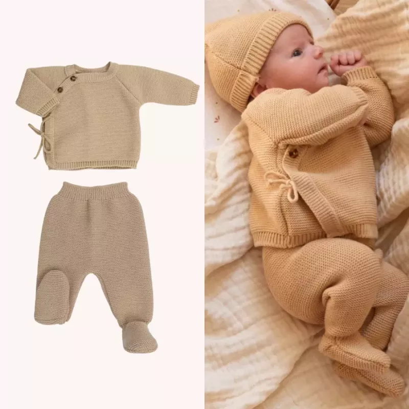 Ensemble brassière et pantalon maille tricot - Caramel - Trois Kilos Sept