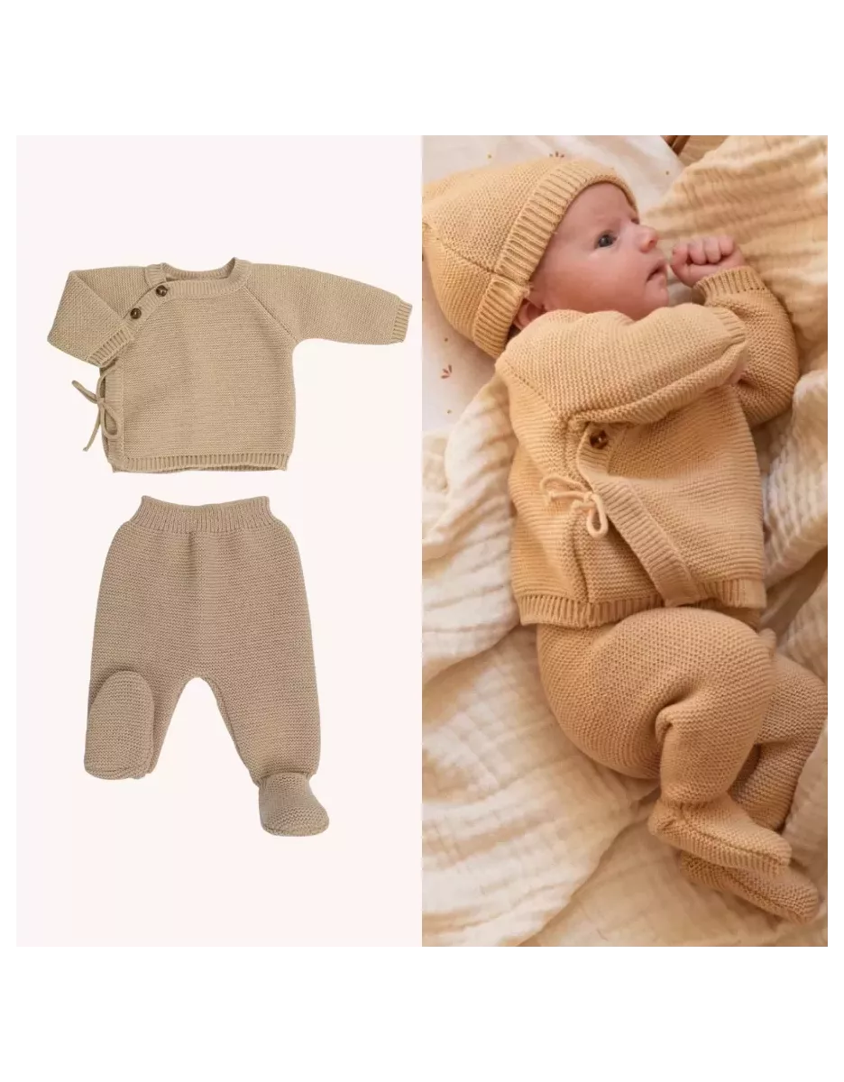 Ensemble brassière et pantalon maille tricot - Caramel - Trois Kilos Sept