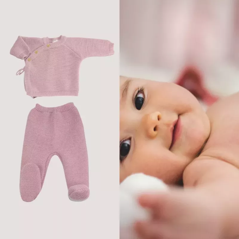 Ensemble brassière et pantalon maille tricot - Vieux Rose - Trois Kilos Sept