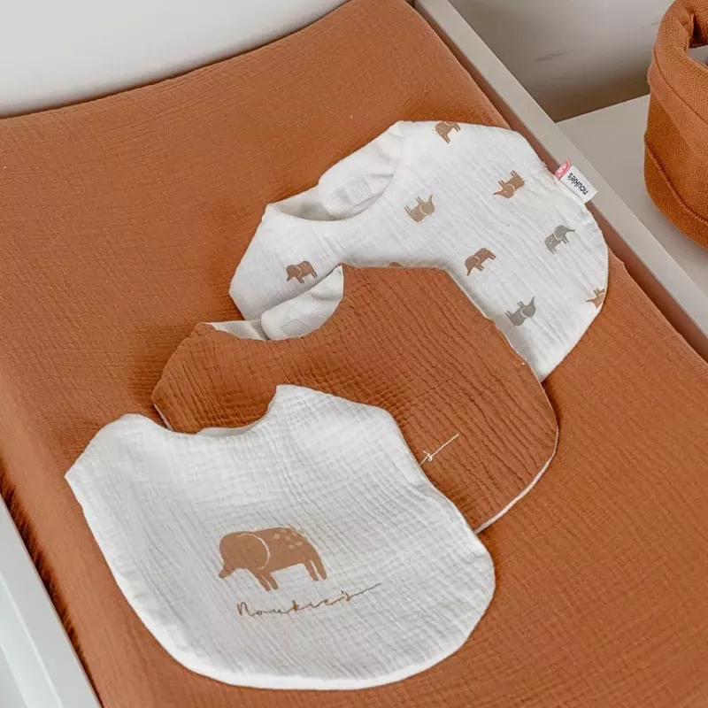 Lot de 3 bavoirs mousseline éléphants - Noukie's