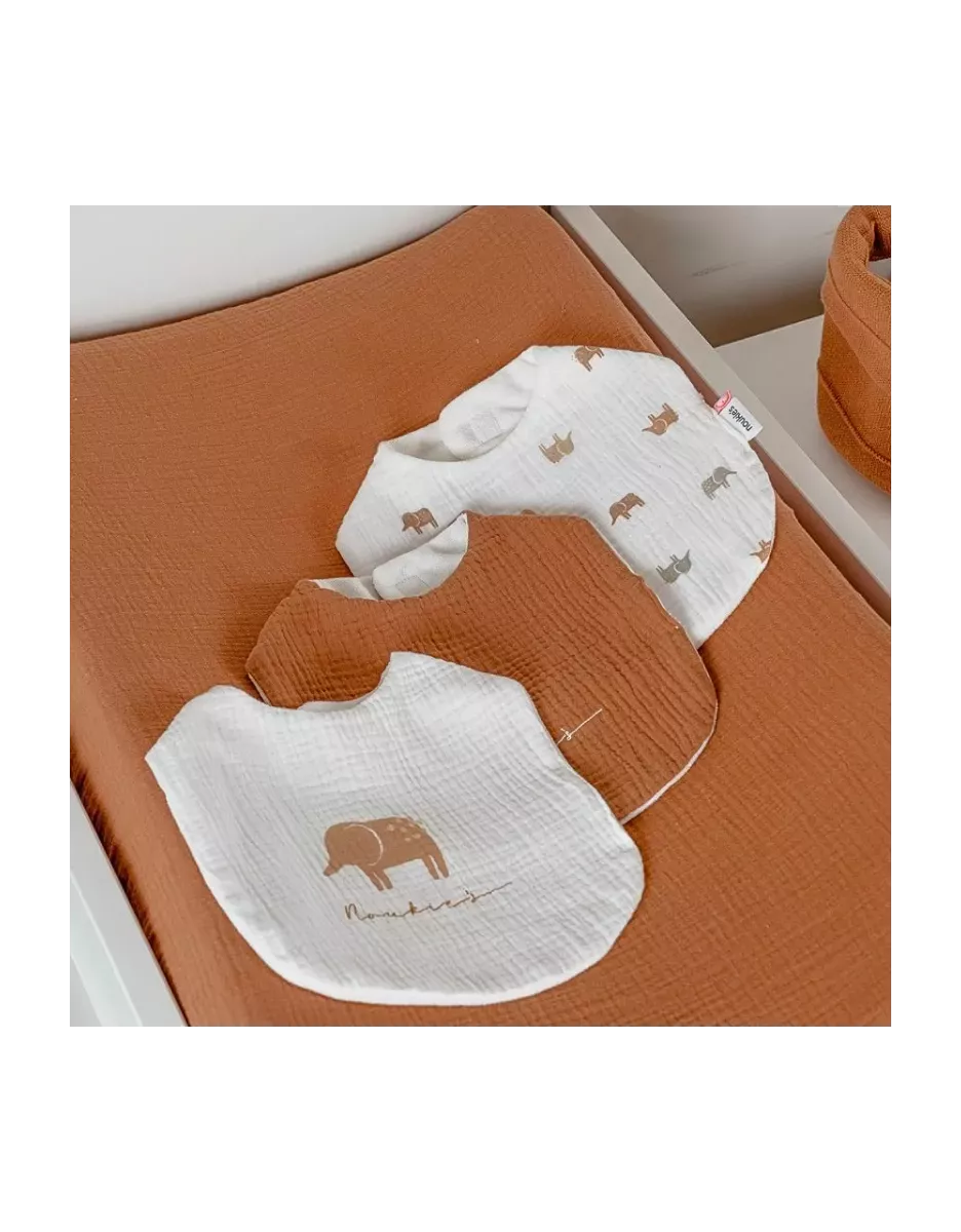 Lot de 3 bavoirs mousseline éléphants - Noukie's