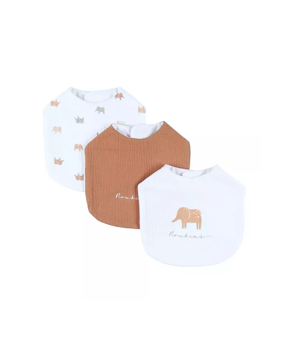 Lot de 3 bavoirs mousseline éléphants - Noukie's