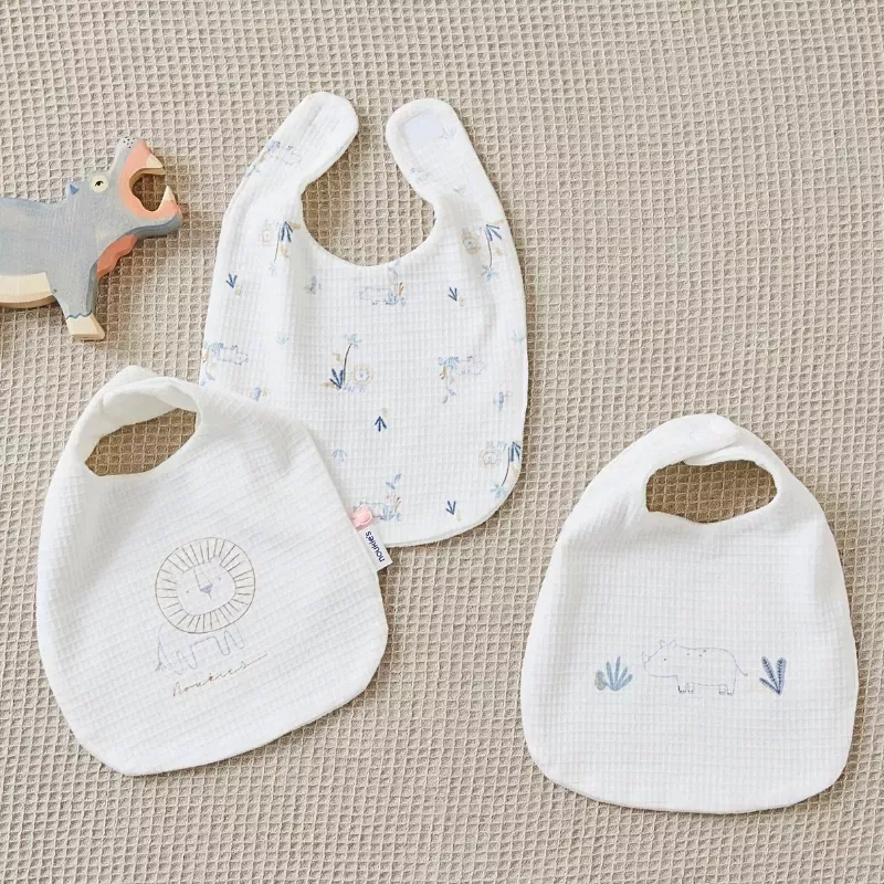Lot de 3 bavoirs jersey gaufré savane - Noukie's