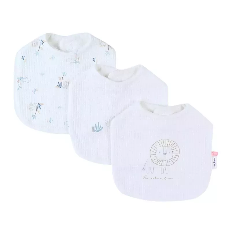 Lot de 3 bavoirs jersey gaufré savane - Noukie's