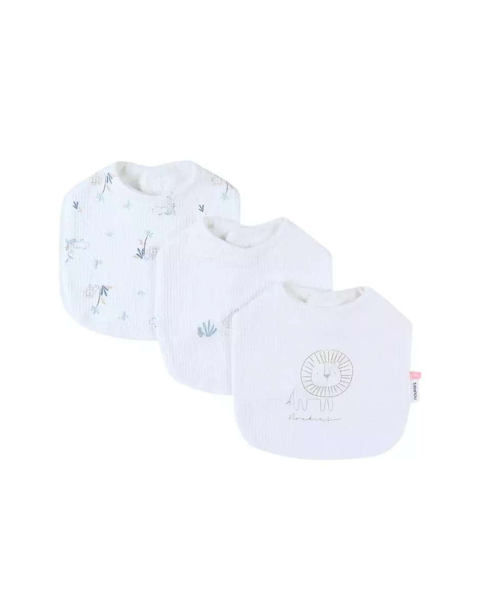 Lot de 3 bavoirs jersey gaufré savane - Noukie's