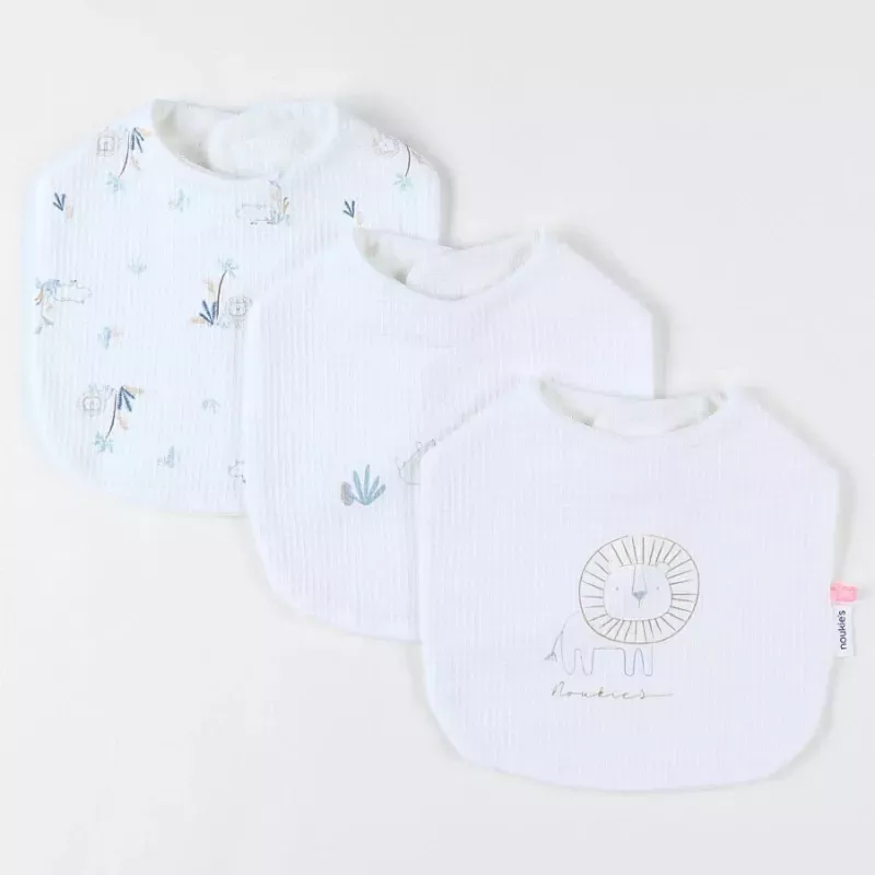 Lot de 3 bavoirs jersey gaufré savane - Noukie's