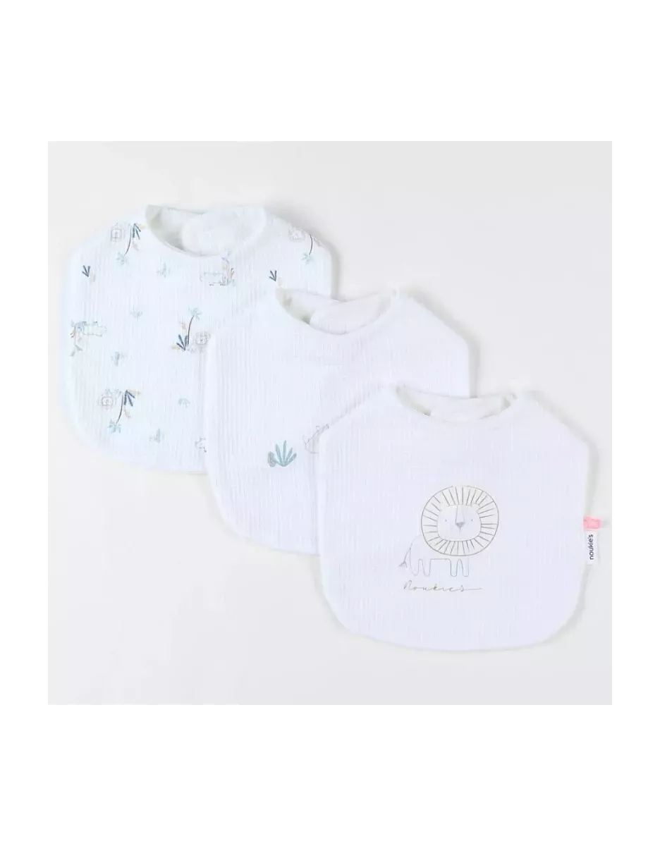 Lot de 3 bavoirs jersey gaufré savane - Noukie's