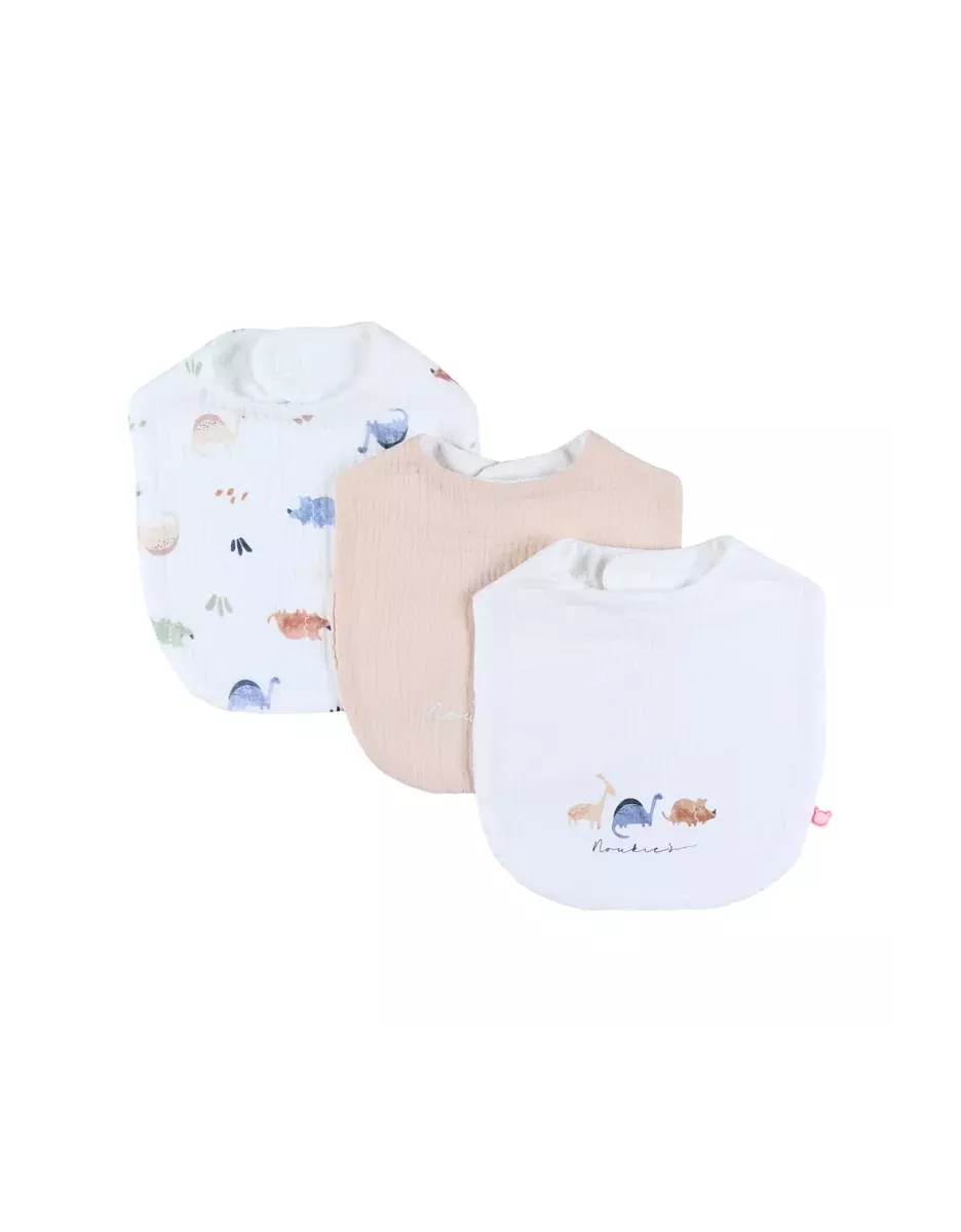 Lot de 3 bavoirs mousseline bio dinosaures - Noukie's