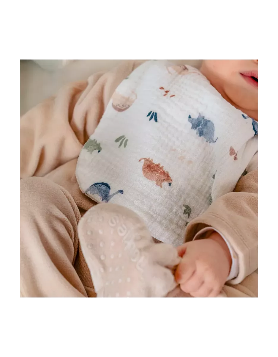 Lot de 3 bavoirs mousseline bio dinosaures - Noukie's