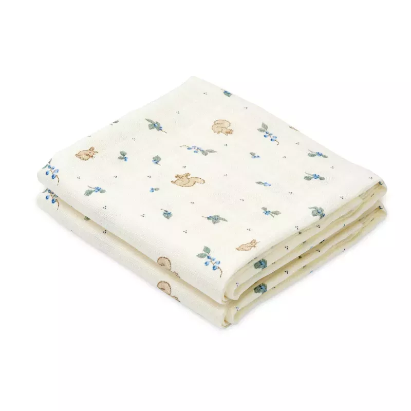 Lot de 2 langes bébé coton bio imprimés - Blueberries - Cam Cam Copenhagen