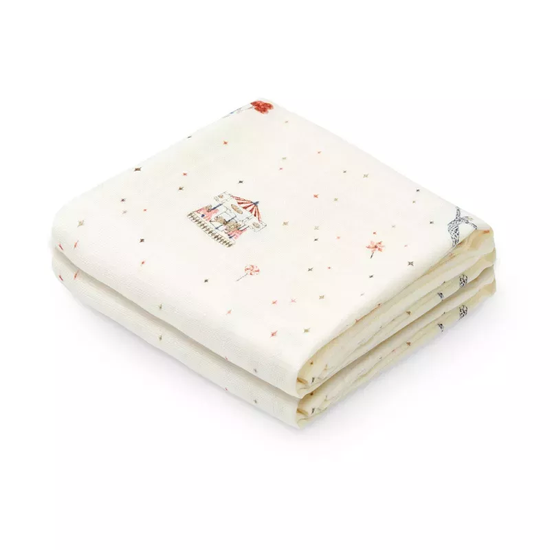 Lot de 2 langes bébé coton bio imprimés - Carousel - Cam Cam Copenhagen