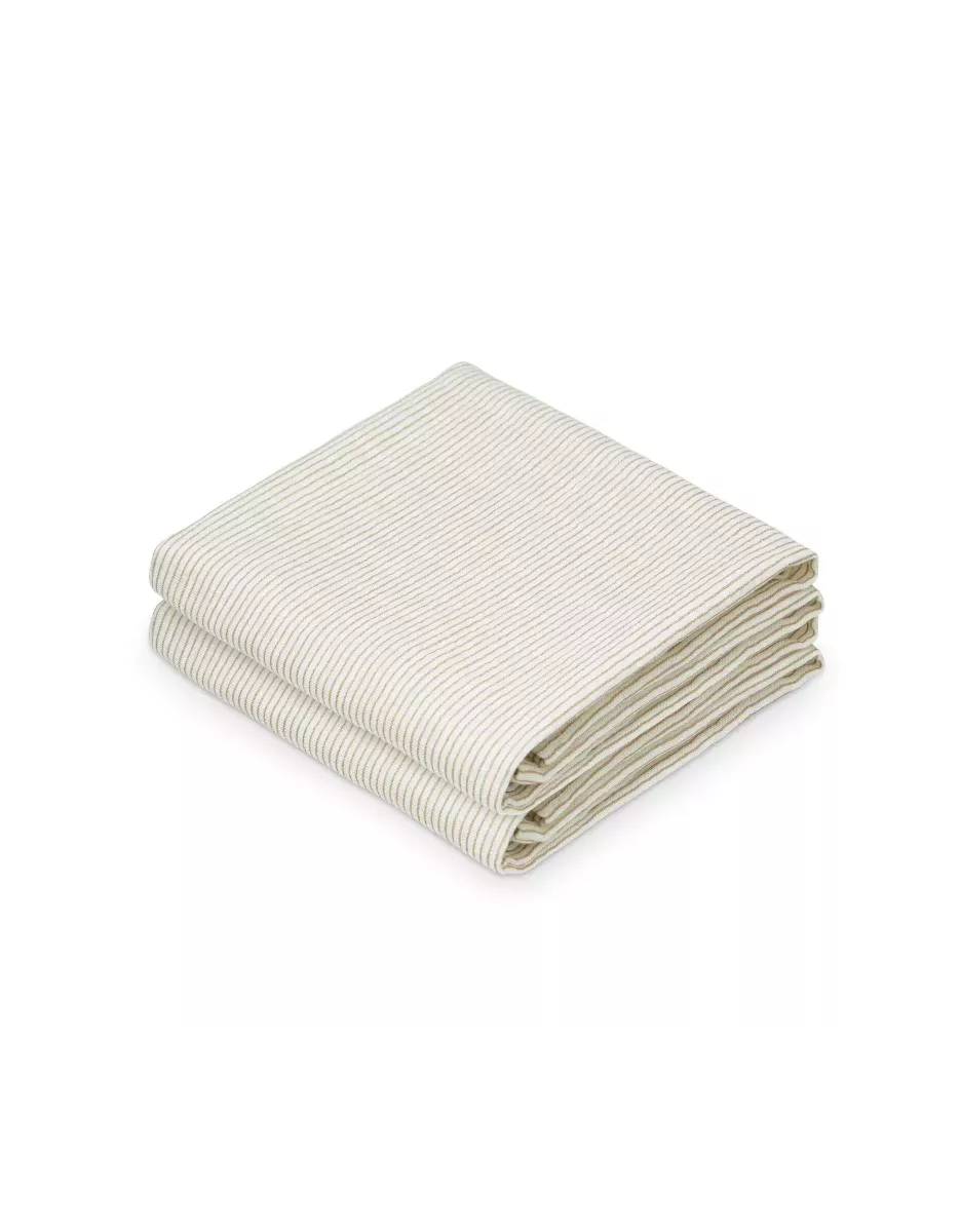 Lot de 2 langes bébé coton bio imprimés - Classic Stripes Camel - Cam Cam Copenhagen