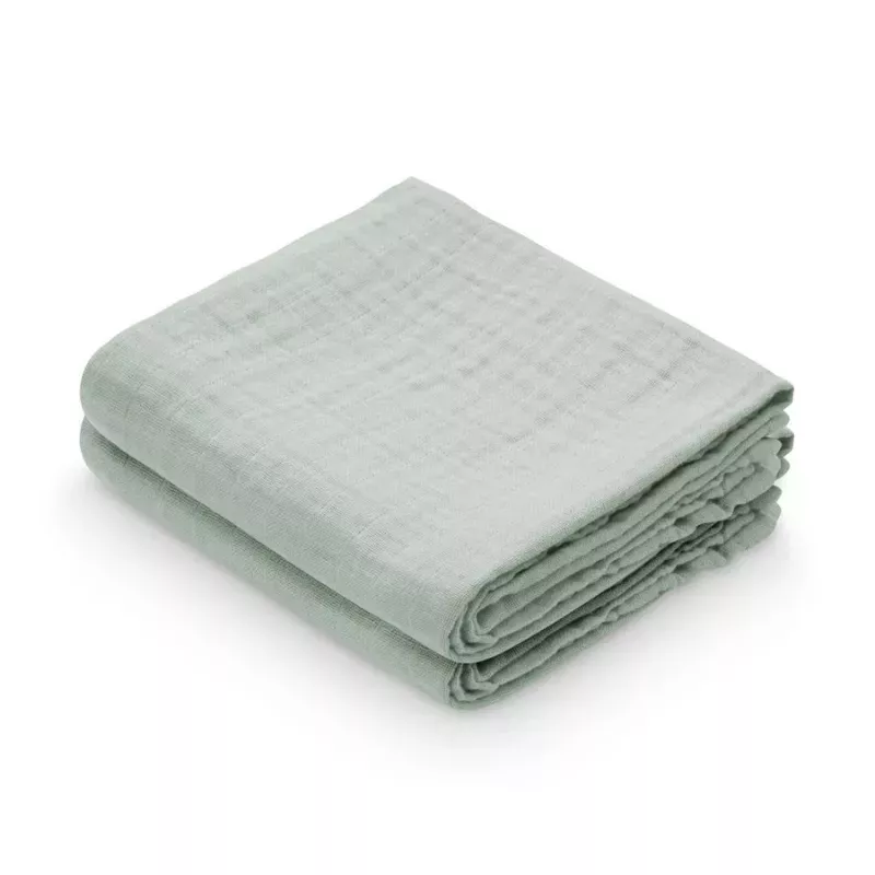Lot de 2 langes bébé coton bio unis - Dusty Green - Cam Cam Copenhagen