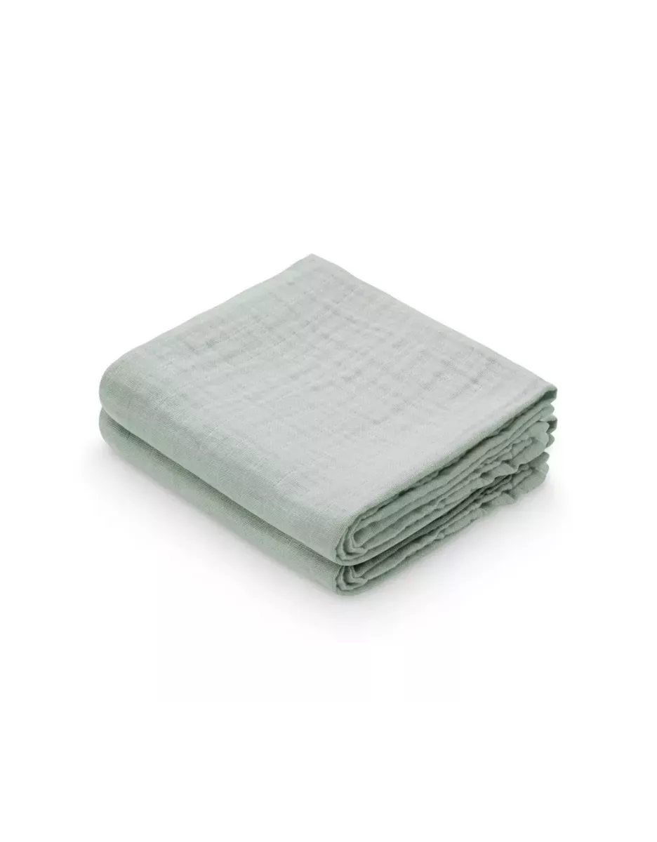 Lot de 2 langes bébé coton bio unis - Dusty Green - Cam Cam Copenhagen