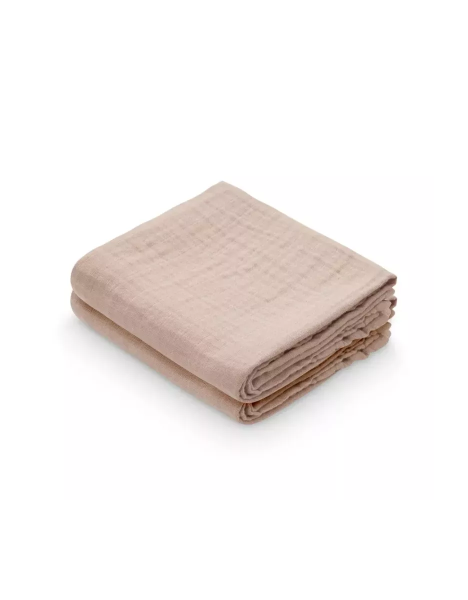 Lot de 2 langes bébé coton bio unis - Dusty Rose - Cam Cam Copenhagen