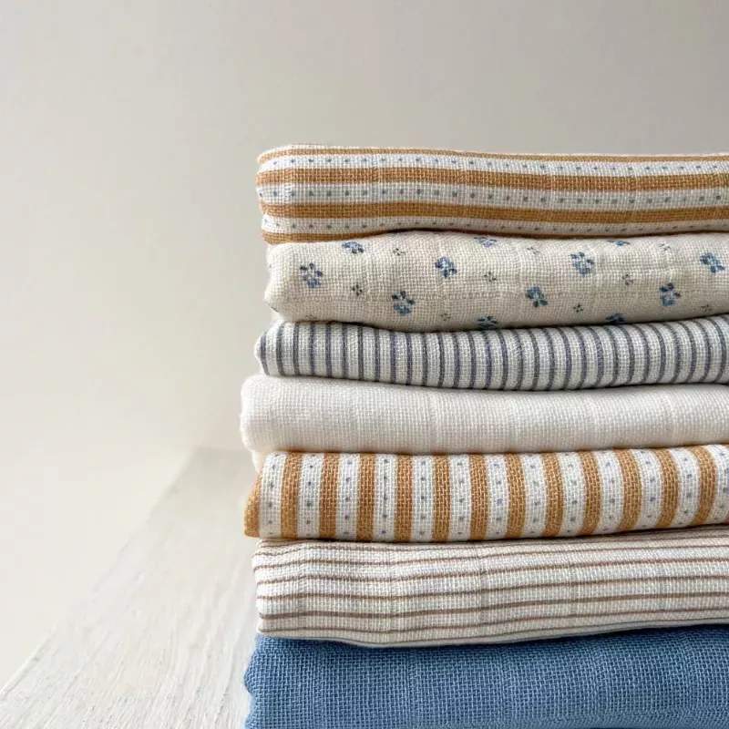Lot de 2 langes bébé coton bio imprimés - Classic Stripes Blue - Cam Cam Copenhagen