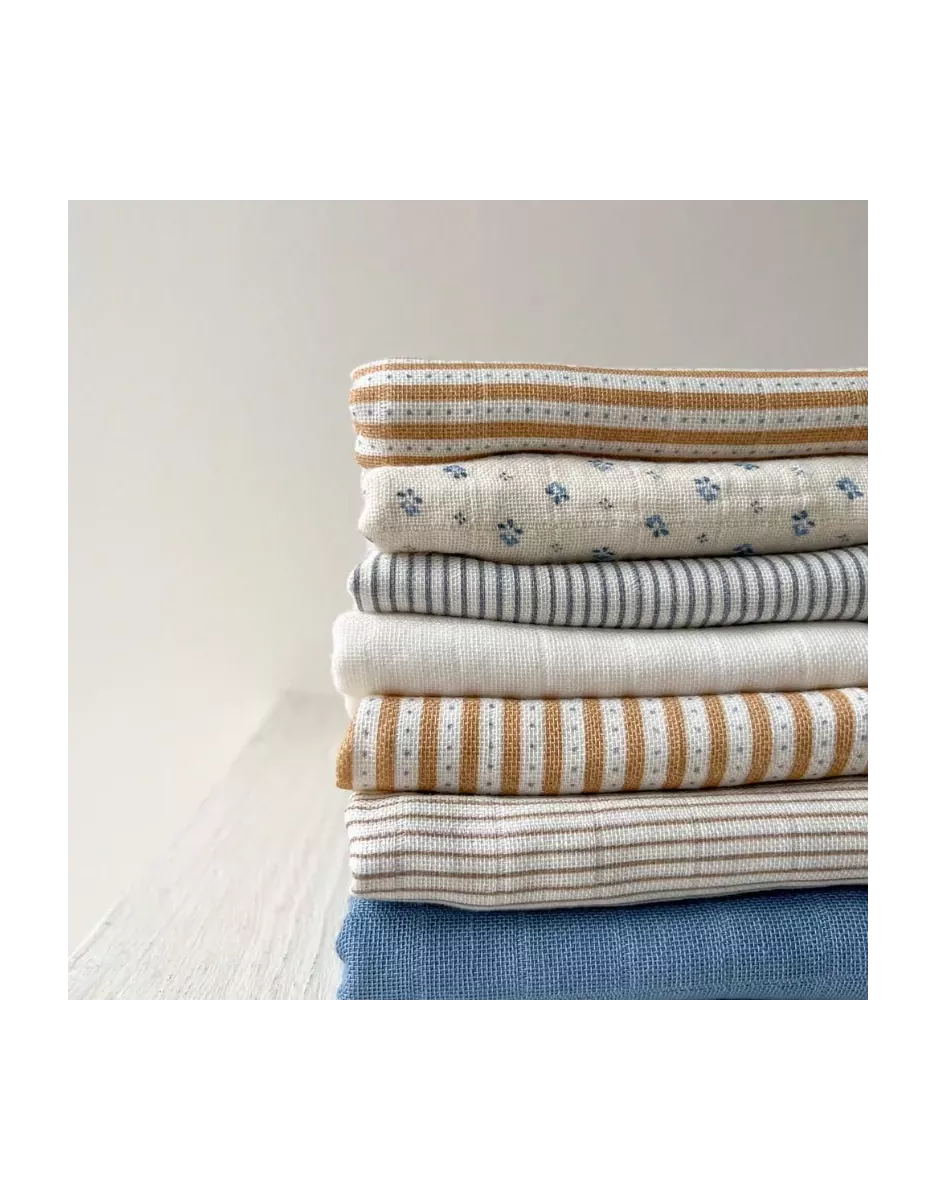 Lot de 2 langes bébé coton bio imprimés - Classic Stripes Blue - Cam Cam Copenhagen