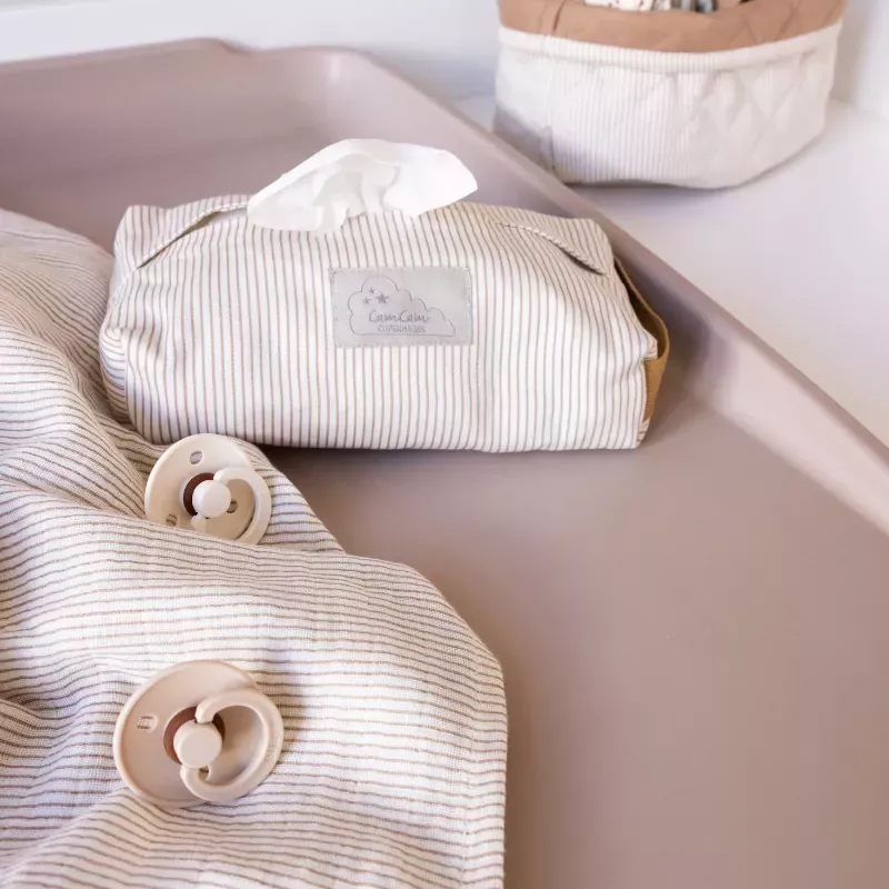 Lot de 2 langes bébé coton bio imprimés - Classic Stripes Camel - Cam Cam Copenhagen