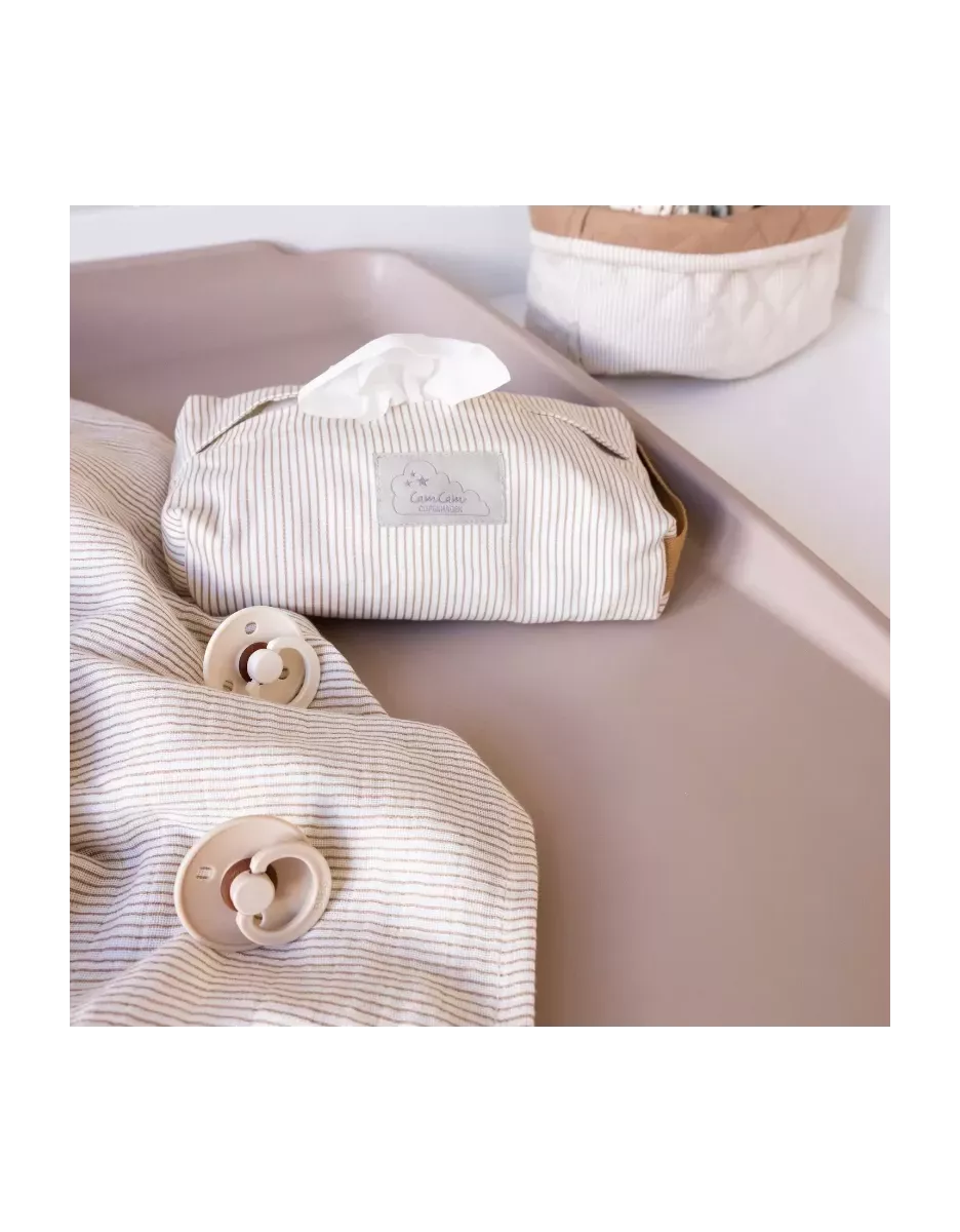 Lot de 2 langes bébé coton bio imprimés - Classic Stripes Camel - Cam Cam Copenhagen