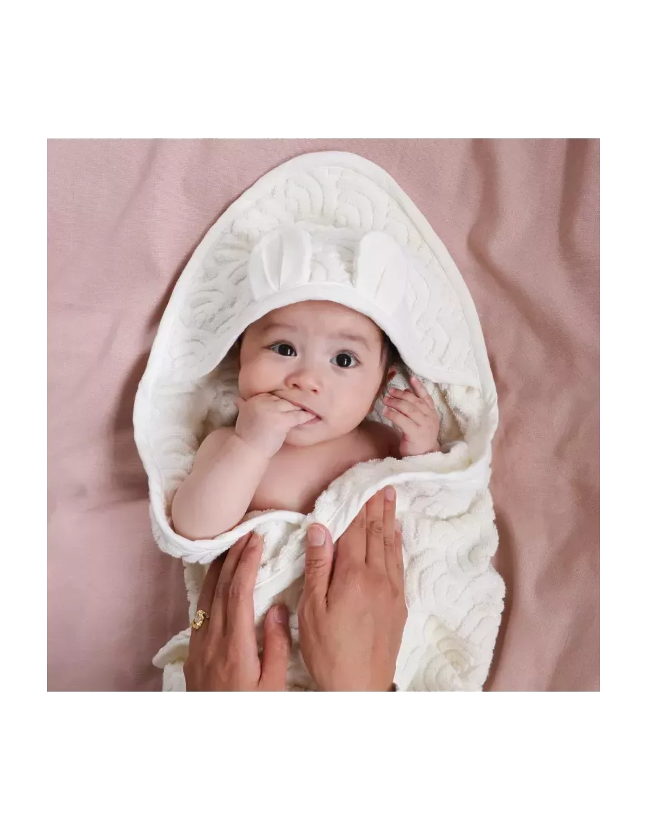 Cape de bain à capuche bébé coton bio - Off White - Cam Cam Copenhagen