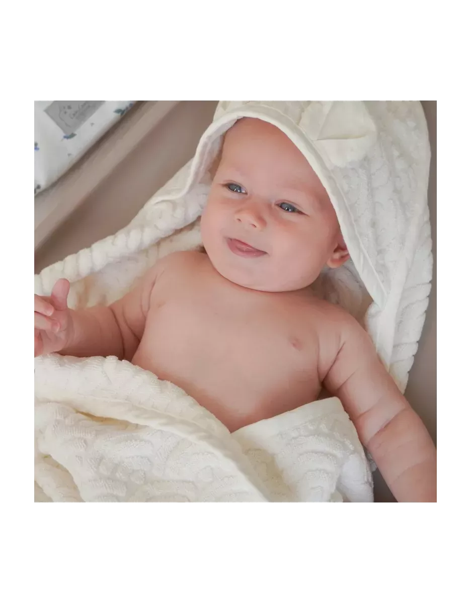 Cape de bain à capuche bébé coton bio - Off White - Cam Cam Copenhagen