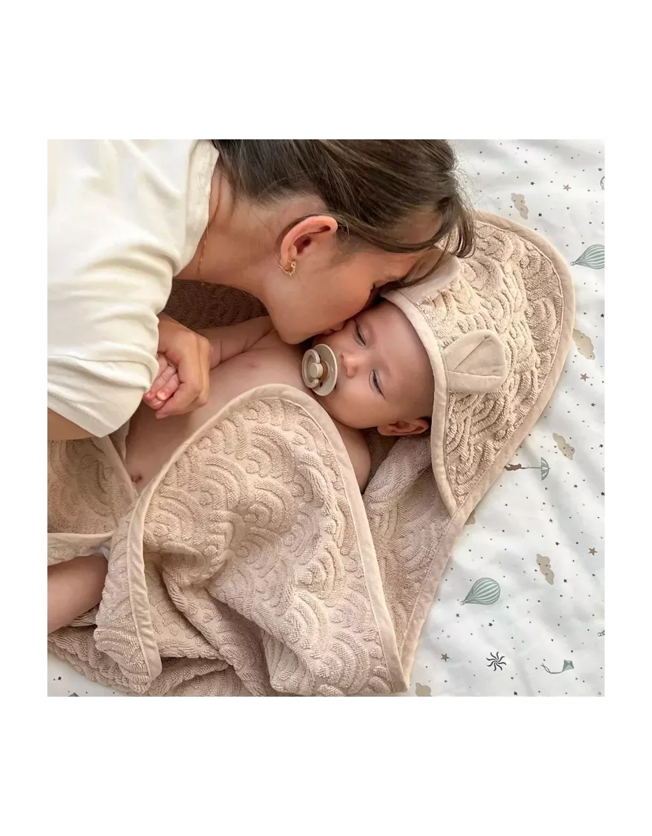 Cape de bain à capuche bébé coton bio - Almond - Cam Cam Copenhagen
