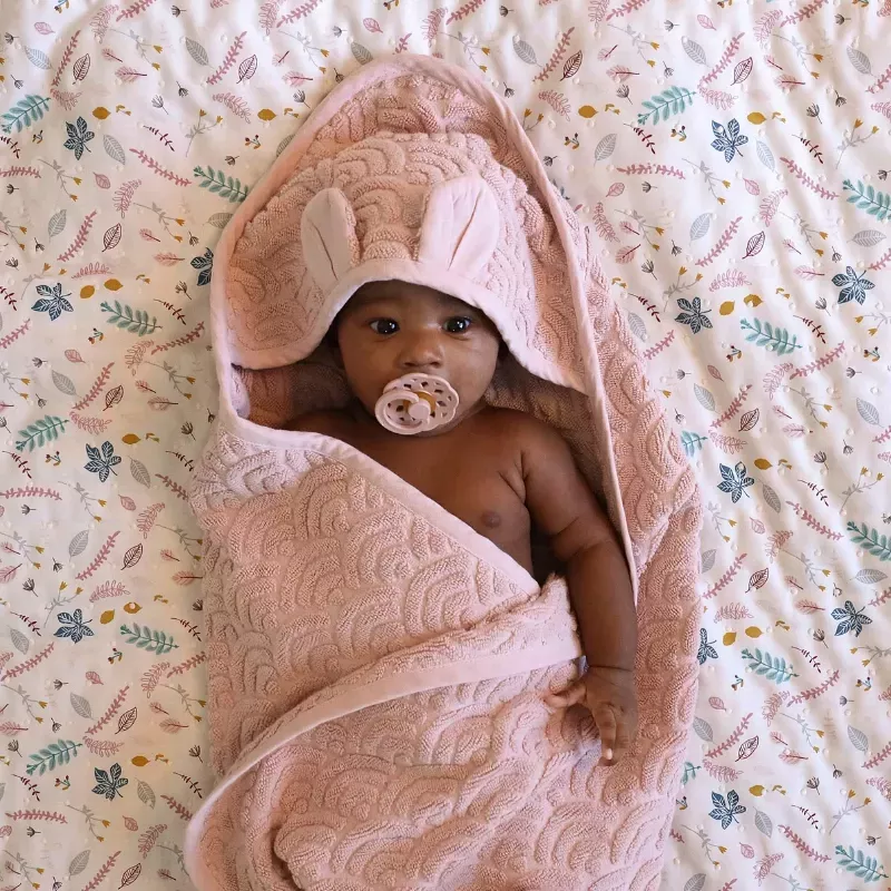Cape de bain à capuche bébé coton bio - Dusty Rose - Cam Cam Copenhagen