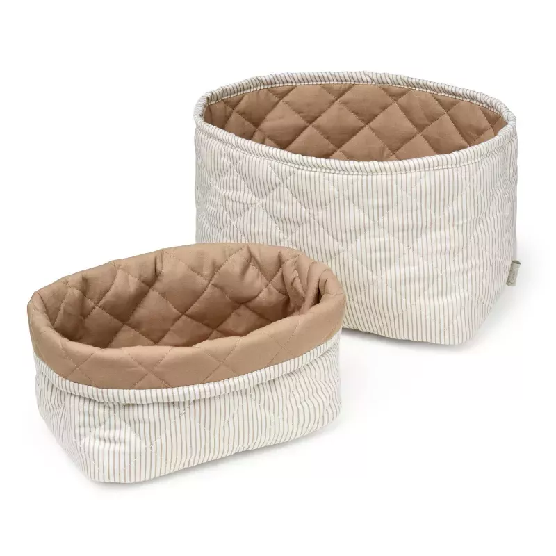 Lot de 2 paniers de rangement matelassés - Classic Stripes Camel - Cam Cam Copenhagen