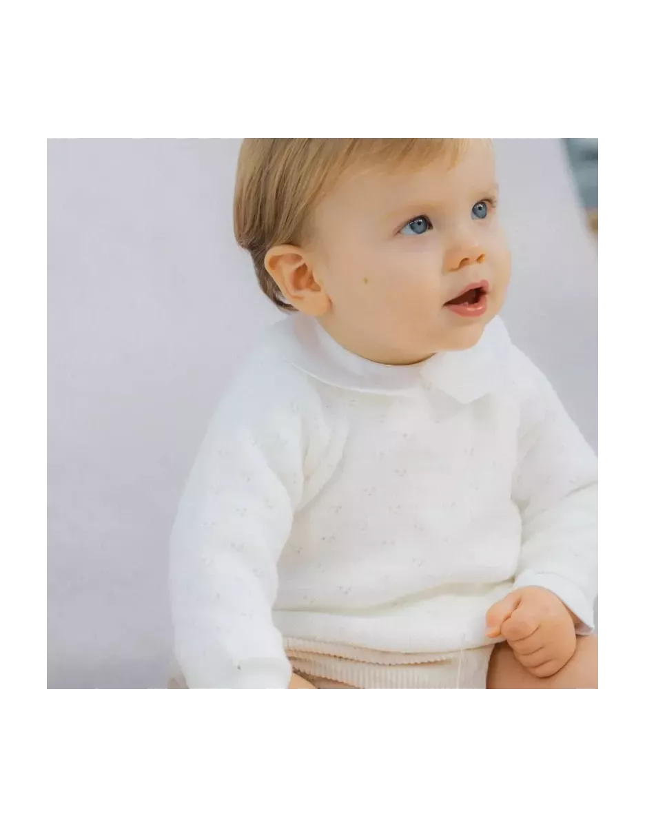 Brassière maille tricot ajourée - Écru - La Manufacture de Layette