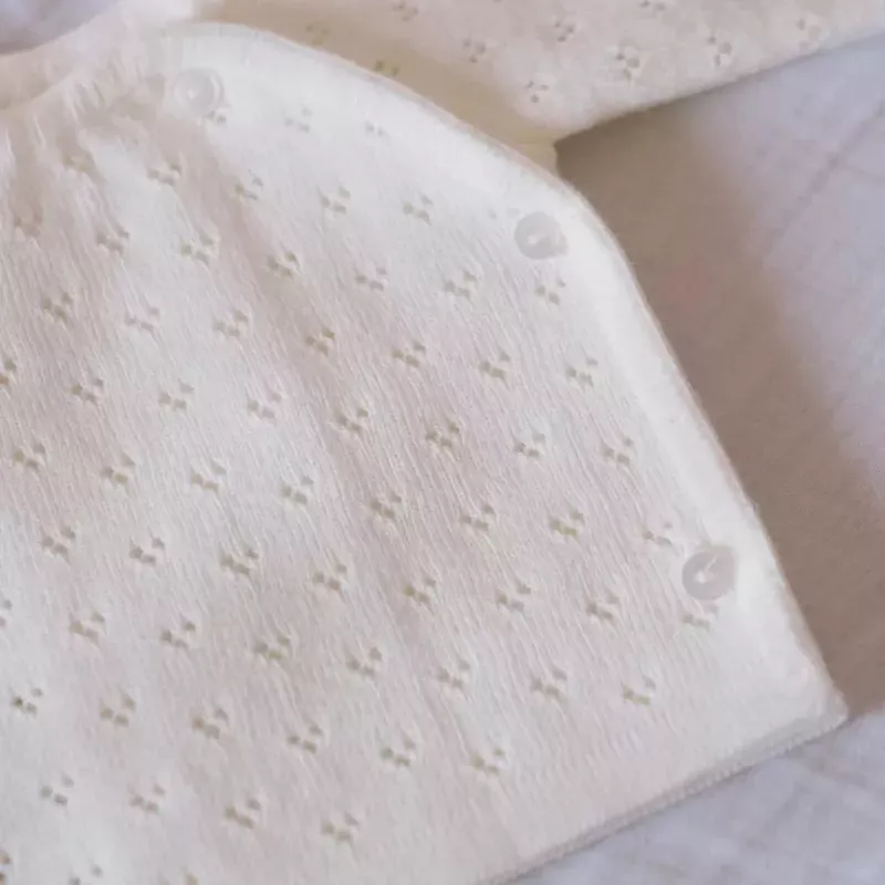 Brassière maille tricot ajourée - Écru - La Manufacture de Layette