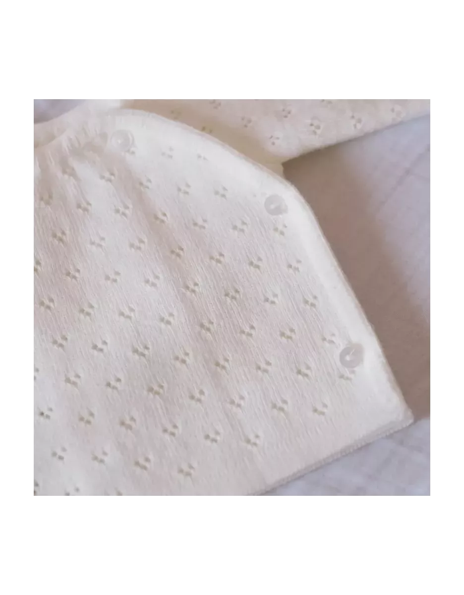 Brassière maille tricot ajourée - Écru - La Manufacture de Layette