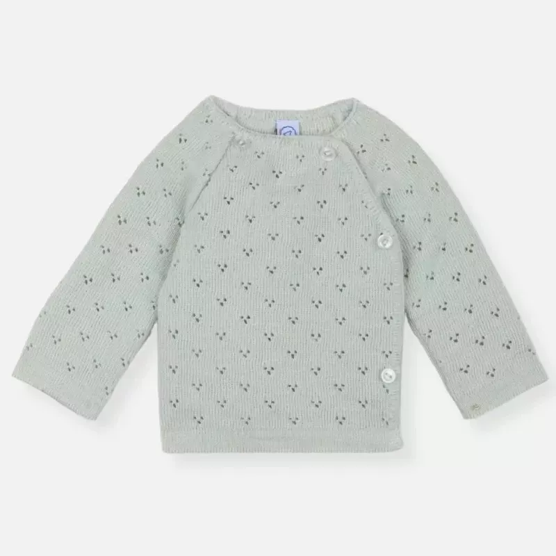 Brassière maille tricot ajourée - Vert Mercury - La Manufacture de Layette