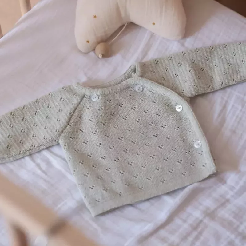 Brassière maille tricot ajourée - Vert Mercury - La Manufacture de Layette