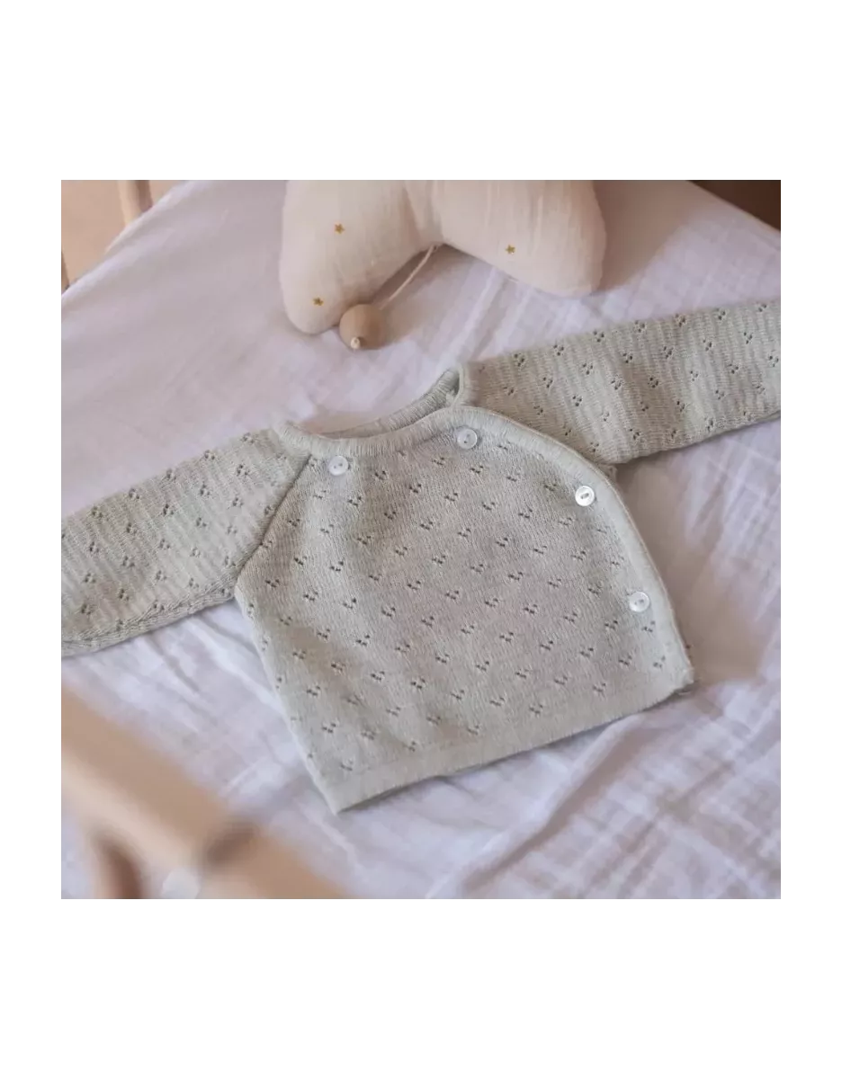 Brassière maille tricot ajourée - Vert Mercury - La Manufacture de Layette