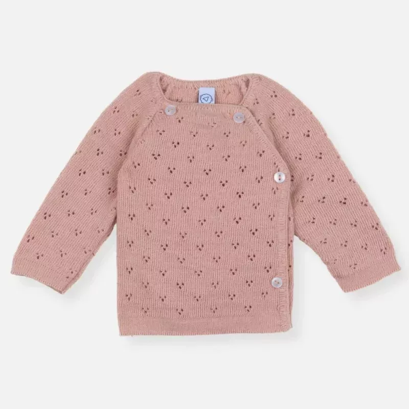 Brassière maille tricot ajourée - Rose Misty - La Manufacture de Layette